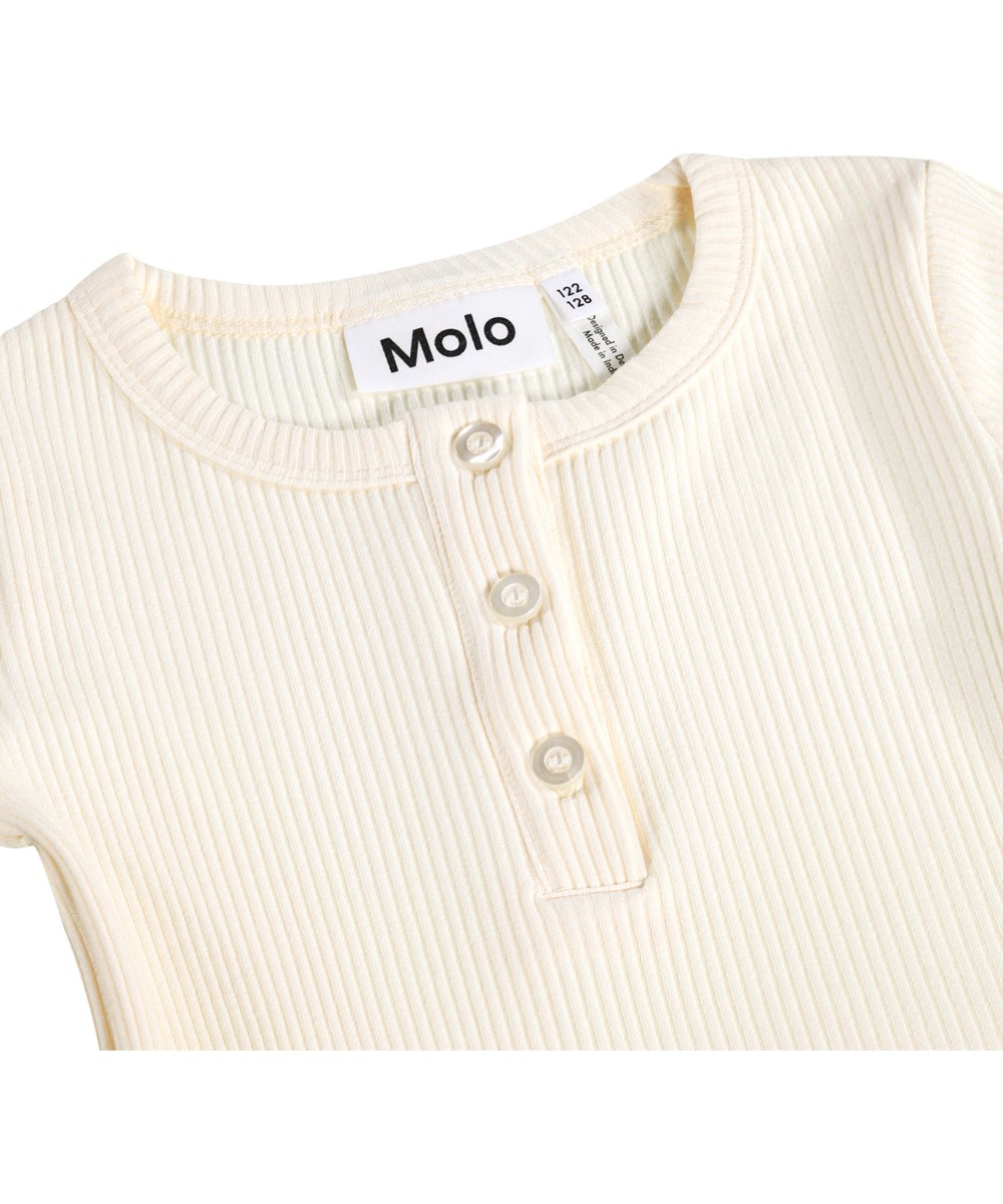 Rosey - Pearled Ivory - Off-weißes T-Shirt für Kinder aus Viskose-Rippstrick