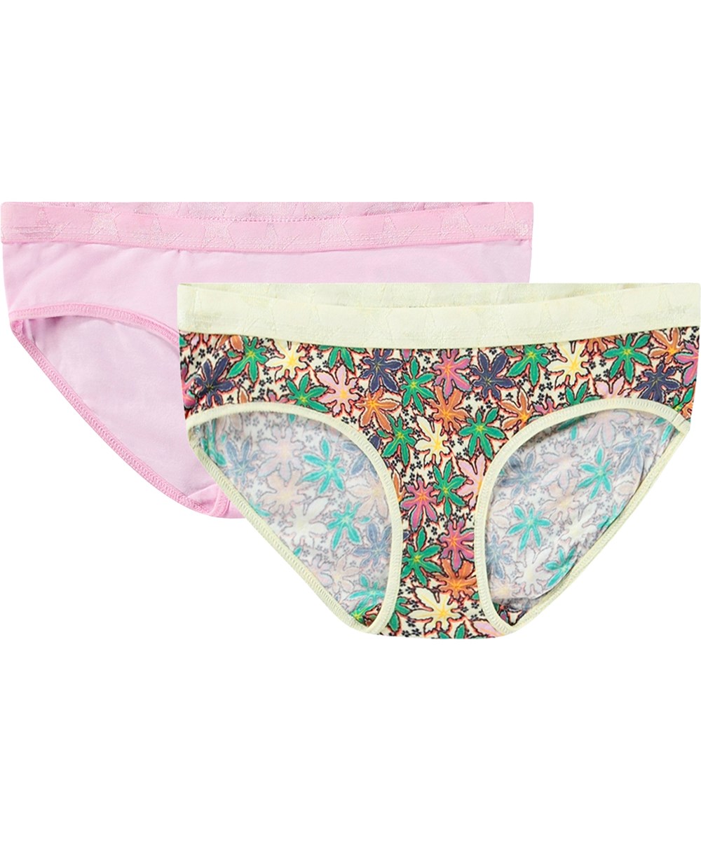 Jana 2-Pack - Leafy Lavender - 2er-Pack Slips aus Öko-Baumwolle mit Ahornblatt-Print.