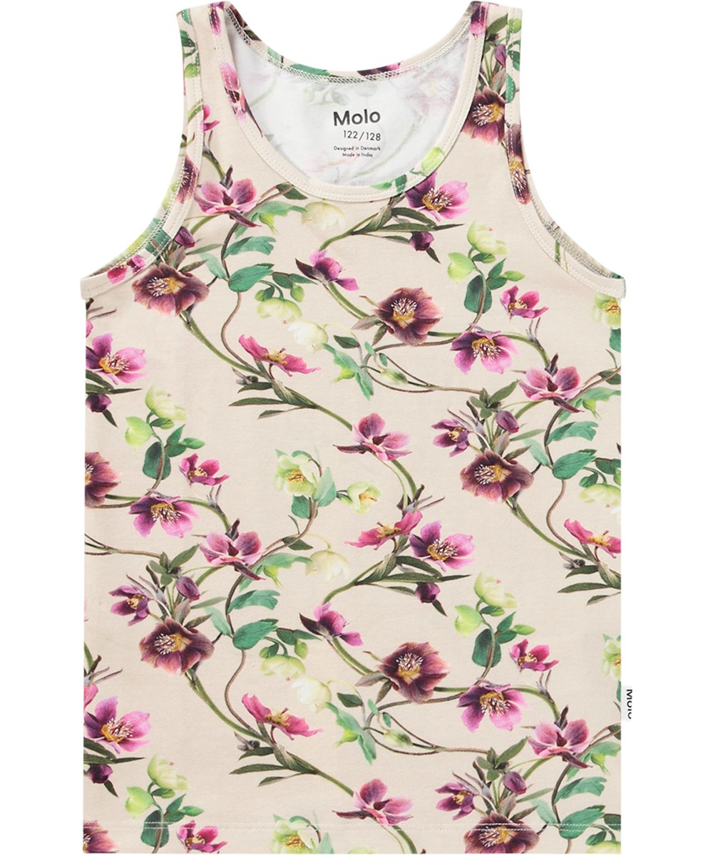 Jeanie 2-Pack - Hellebore Rose - 2er-Pack Tanktops aus Öko-Baumwolle mit Blumenmuster.