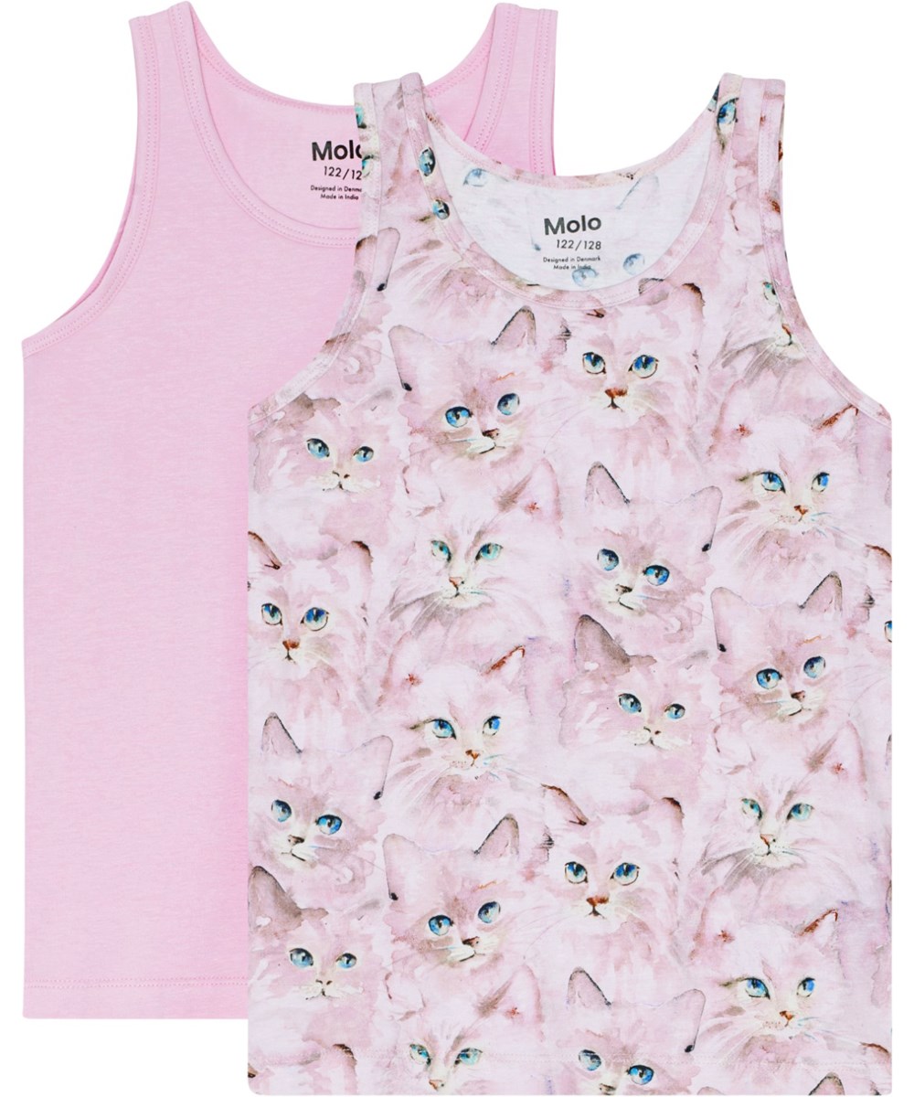 Jeanie 2-Pack - Kitten Lavender - 2er-Pack Tanktops aus Öko-Baumwolle mit Katzenprint.