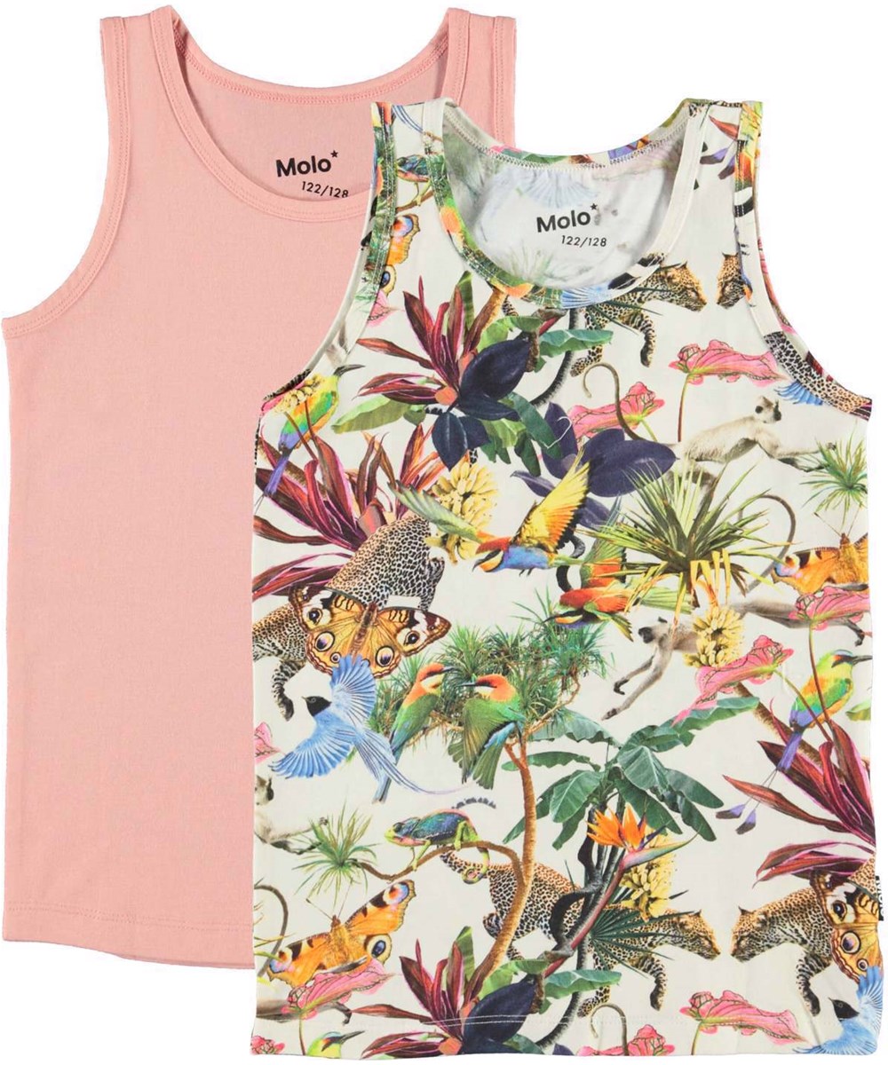 Jeanie 2-Pack - Rose Jungle - 2er-Pack Unterhemden gelb und Pferdedruck