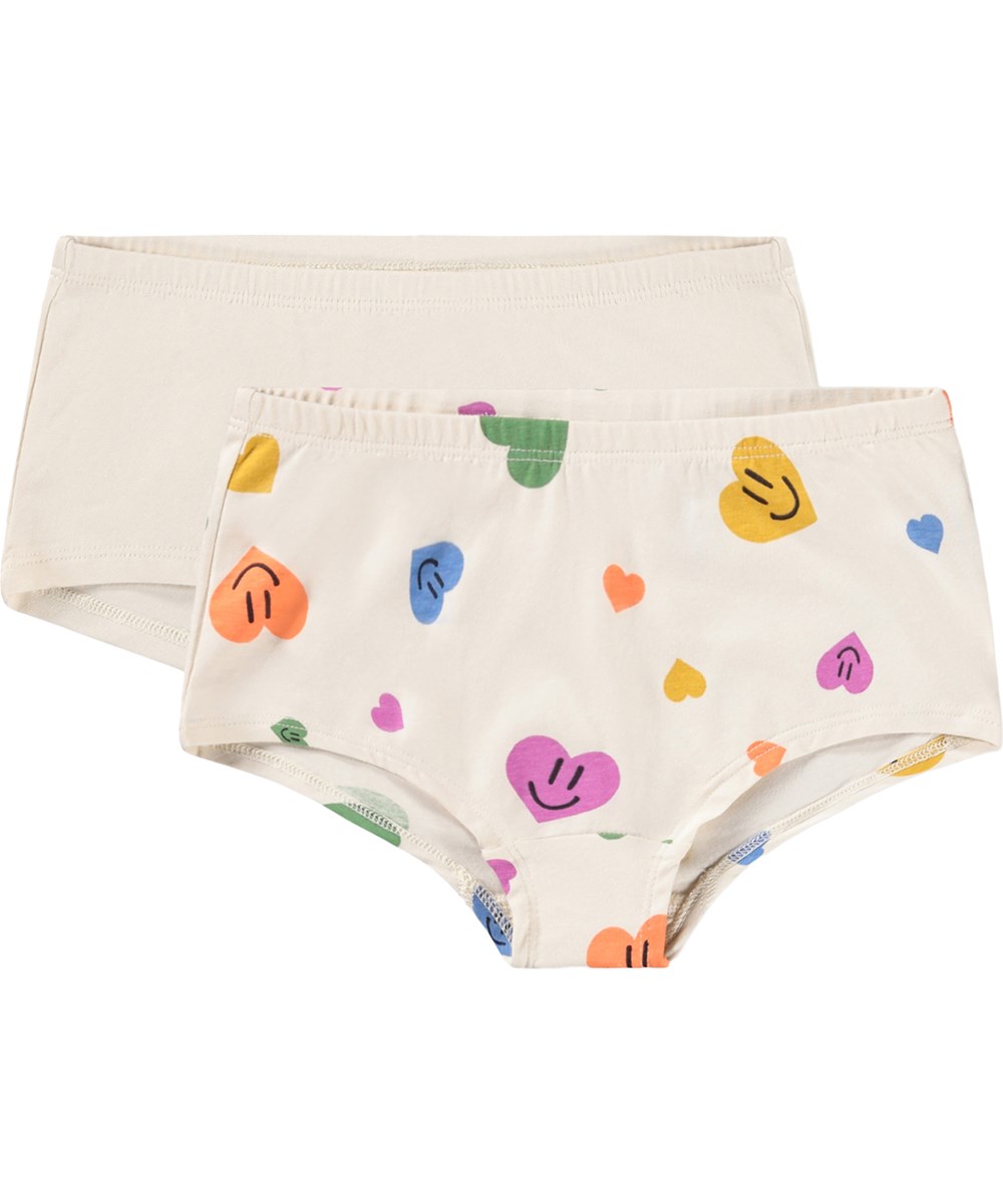 Jemma 2-Pack - Confetti Smiles - 2er-Pack beige Hipster für Kinder aus Bio-Baumwolle mit Print