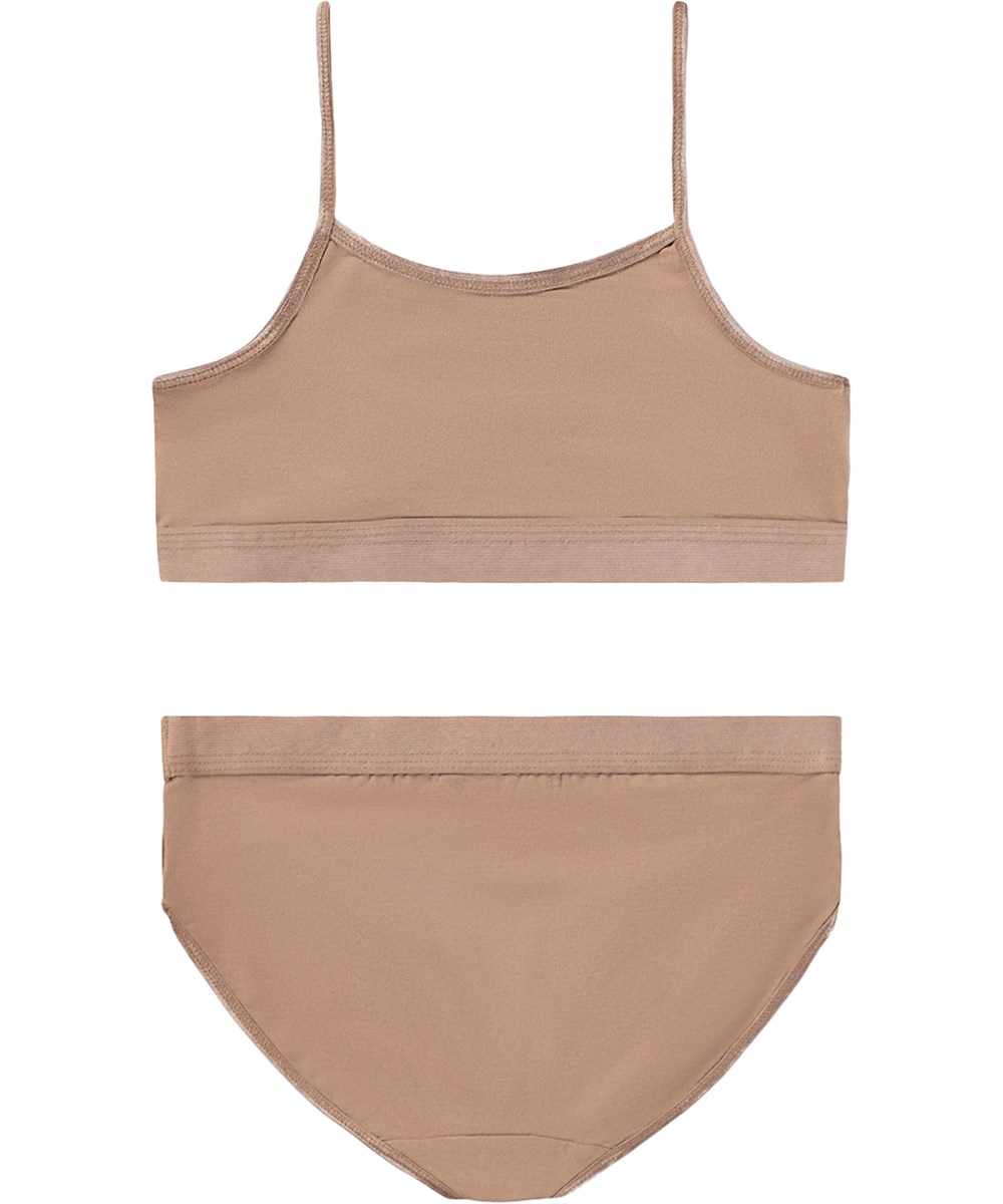 Jinny Set - Cocoa Bean - Hellbraunes Set aus Unterwäsche für Kinder aus Viskose mit schmalen Trägern