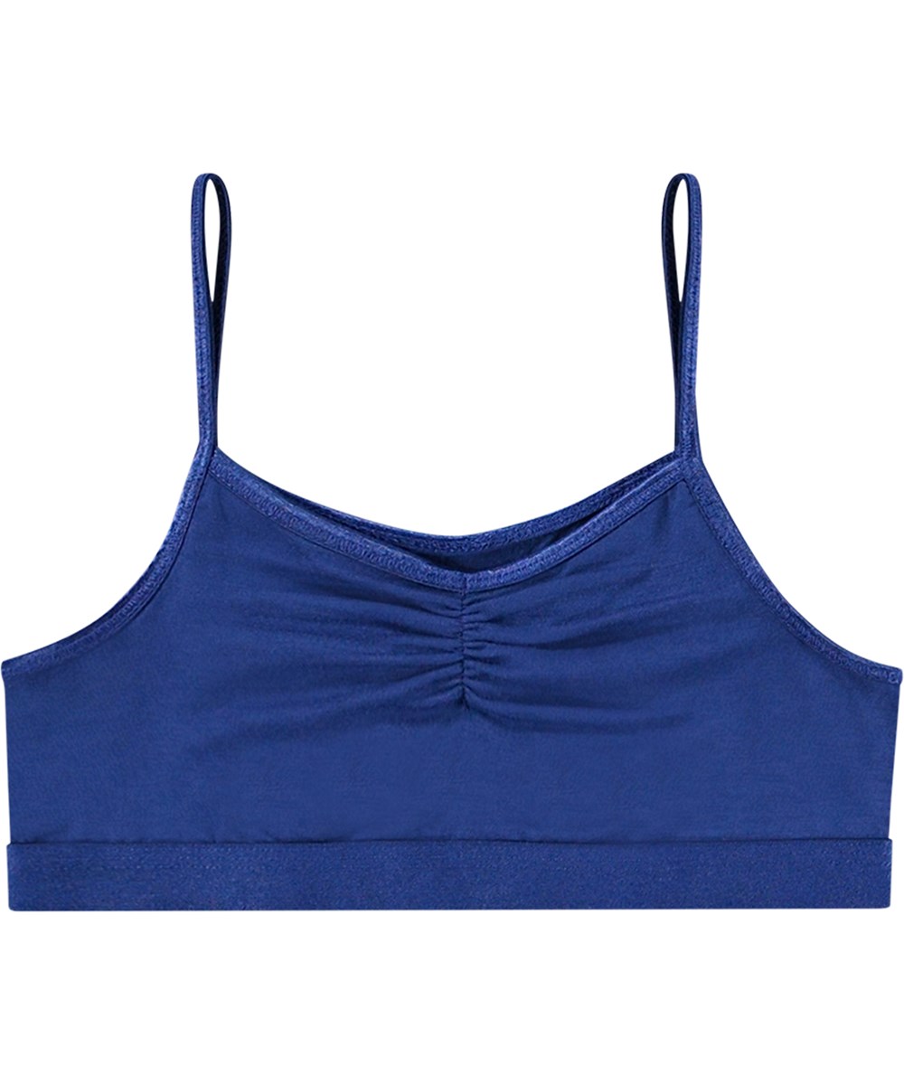 Jinny Set - Vibrant Blue - Marineblaue dehnbare Unterwäsche mit dünnen elastischen Trägern und geraffter Naht.