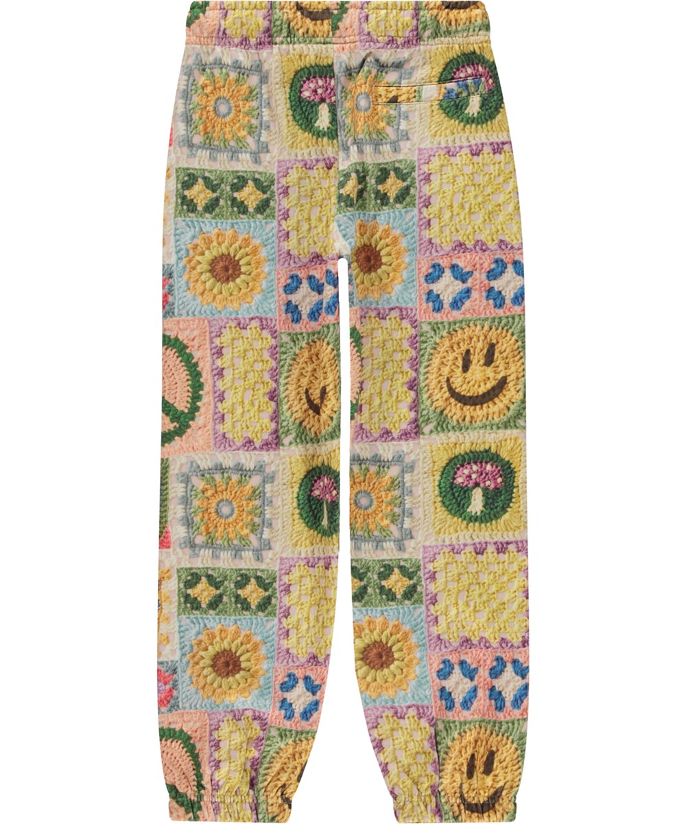 Adan - Crochet Vibe - Veelkleurige biologische joggingbroek in een haakprint