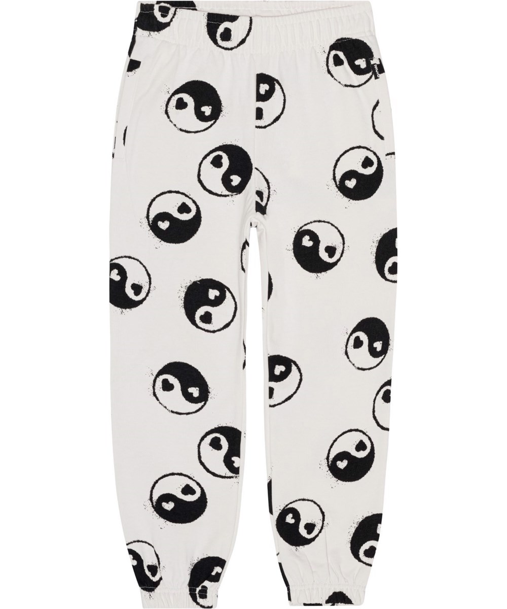Adan - Simple Yin Yang - Gebroken witte broek van biologisch katoen met Yin Yang symbolen