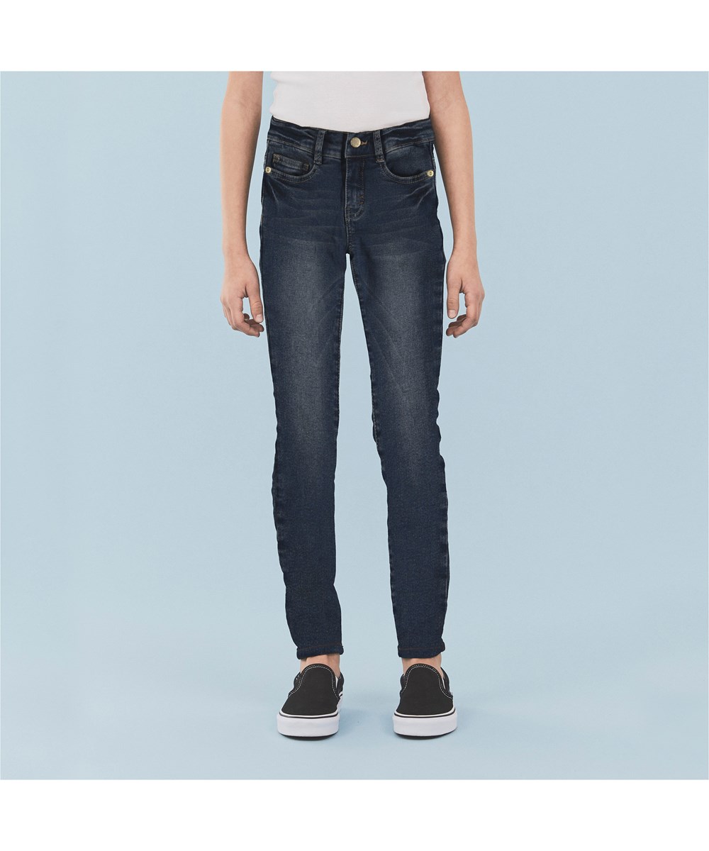 Adele - Grey  Blue Stretch Denim - Donkerblauwe slim fit spijkerbroek