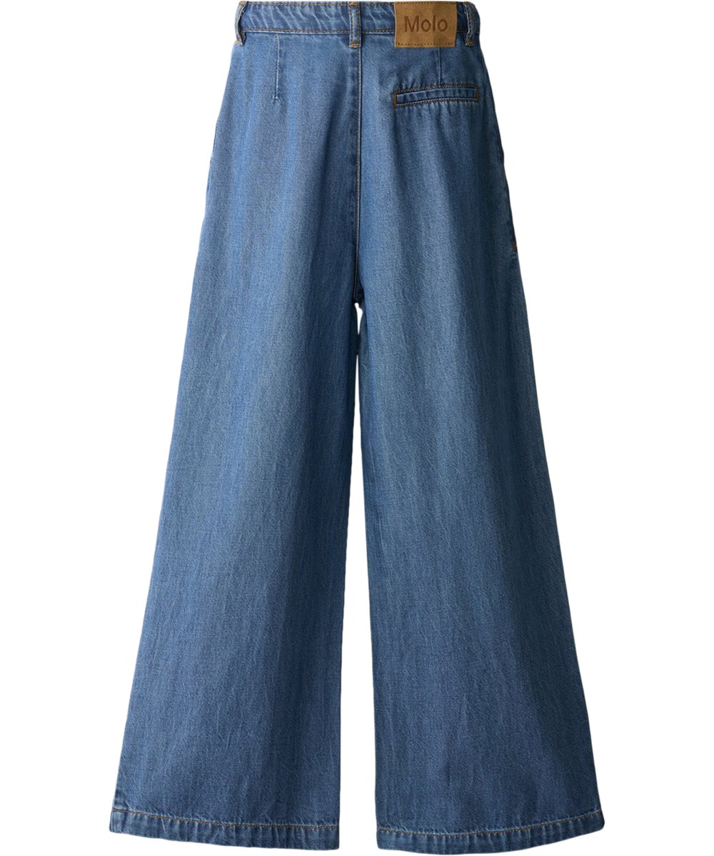 Aeisha - Washed Blue - Wijde lichtblauwe kinderspijkerbroek 