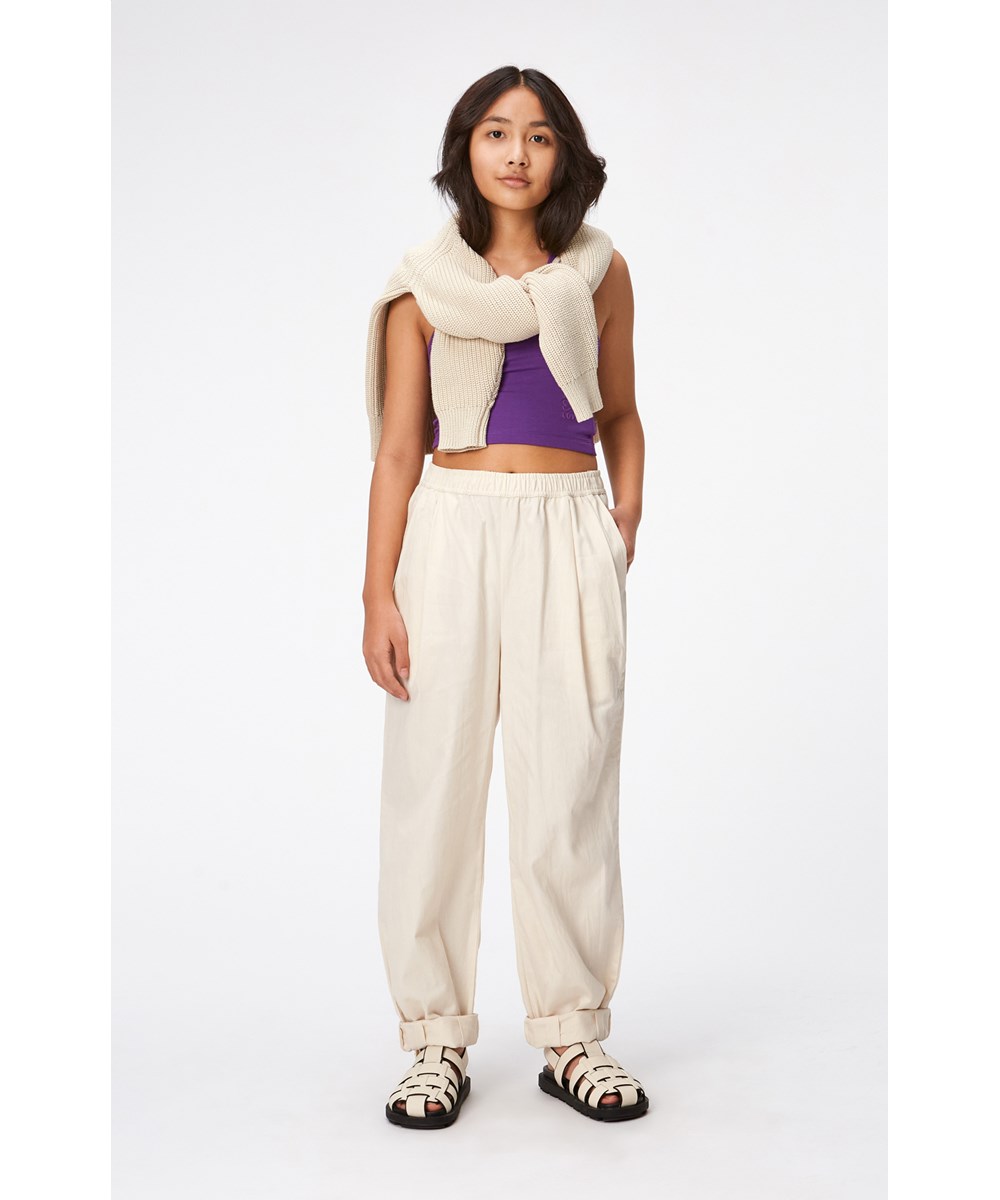 Alexa - Chambrey Sand - Zandkleurige wijde broek