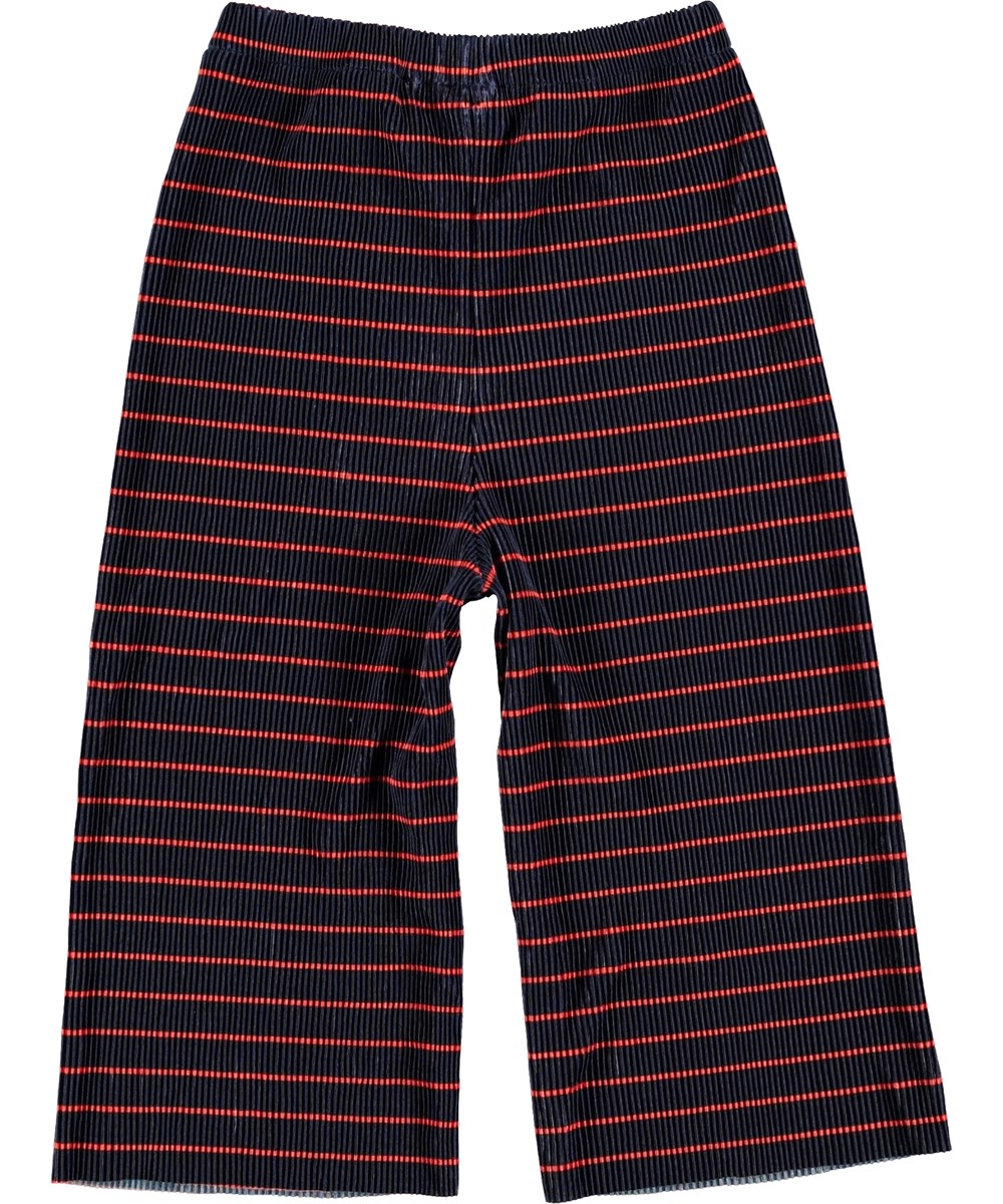 Aliecia - Navy Red Stripe - Culotte broek met strepen.