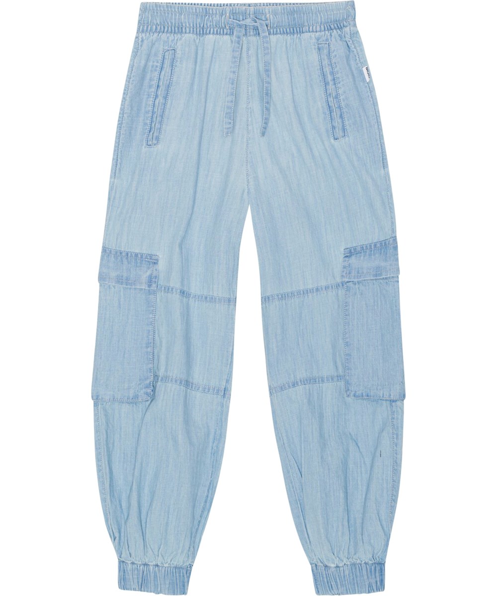 Aliki - Summer Wash Indigo - Lichtblauwe broek met opgestikte zakken