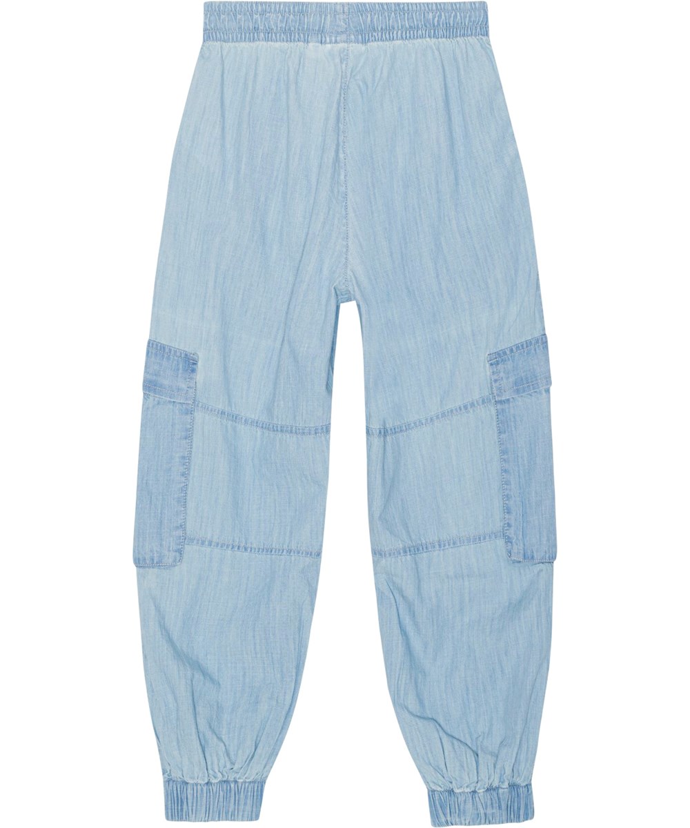 Aliki - Summer Wash Indigo - Lichtblauwe broek met opgestikte zakken