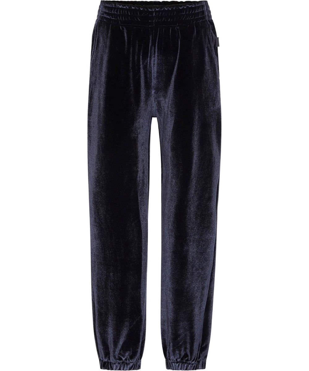 Alina - Peacoat - Donkerblauwe fluwelen joggingbroek 