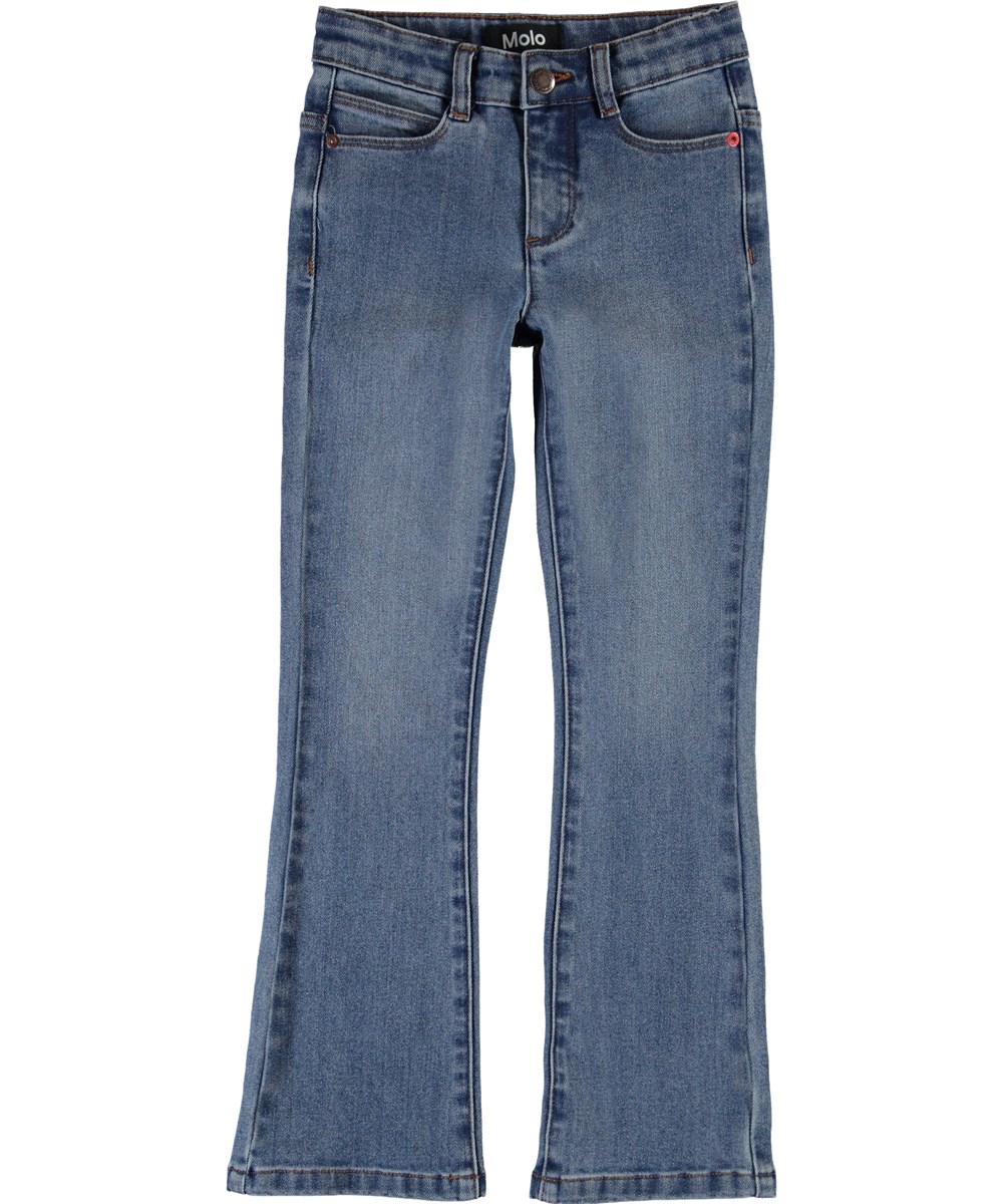 Aliza - Mid Blue Wash - Blauwe flared spijkerbroek