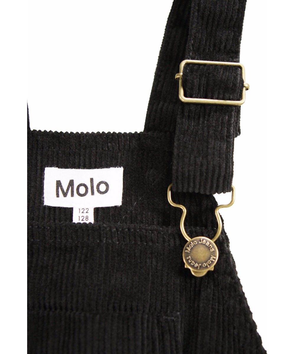 Amber - Black - Zwarte zachte ribfluwelen tuinbroek voor kinderen.