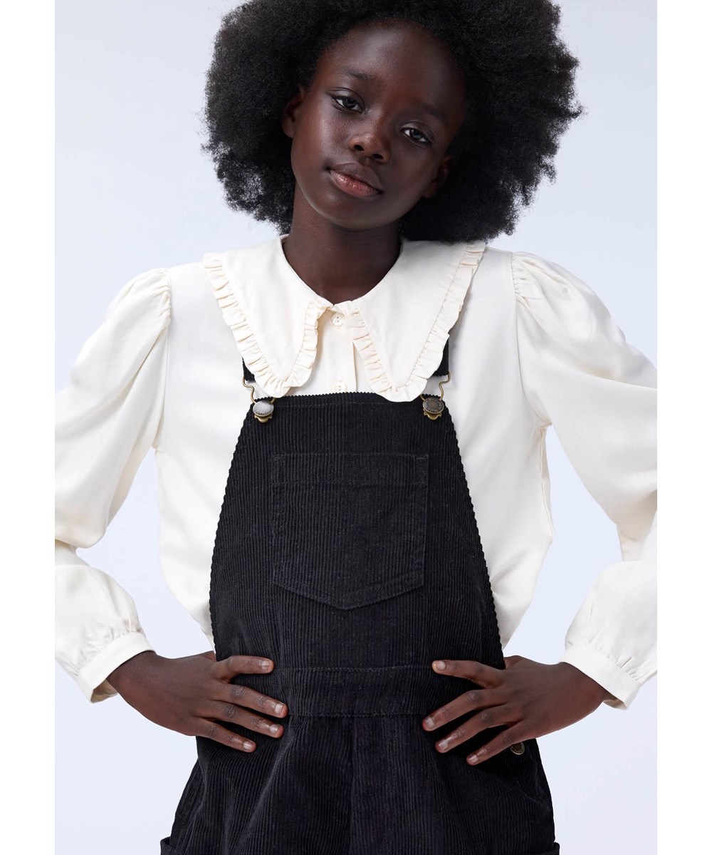 Amber - Black - Zwarte zachte ribfluwelen tuinbroek voor kinderen.