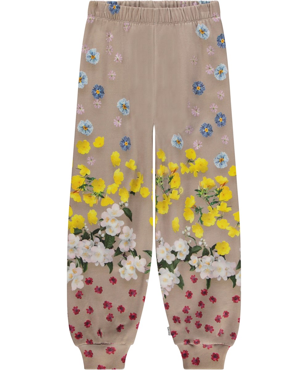 Amina - Magical Flowers - Beige joggingbroek met bloemenprint