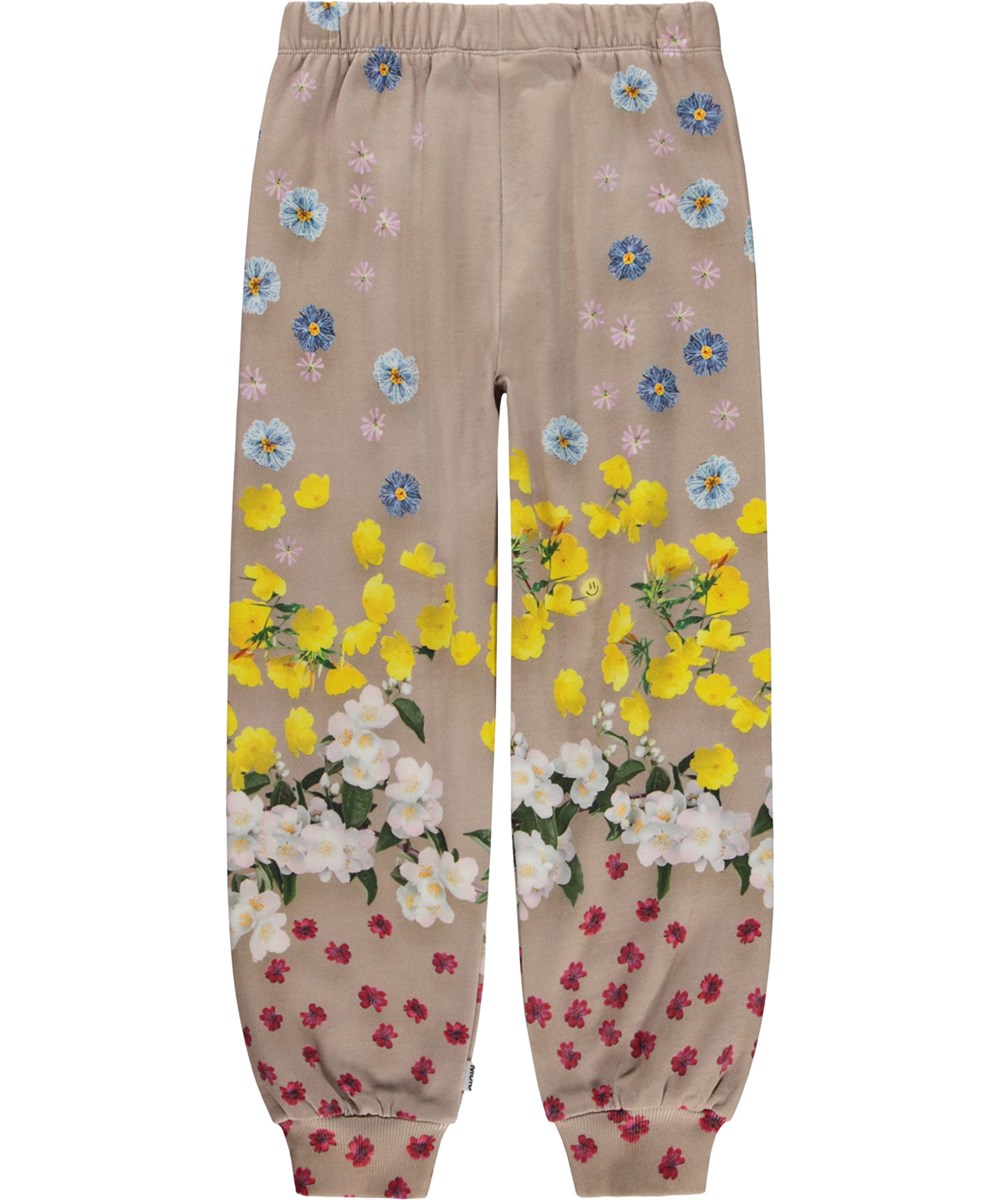 Amina - Magical Flowers - Beige joggingbroek met bloemenprint