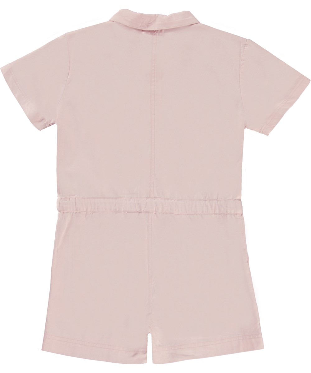 Angela - Powder - Roze jumpsuit met korte mouwen en pijpen