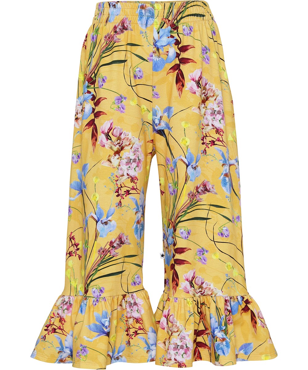 Anis - The Art Of Flowers - Gele biologische culotte broek