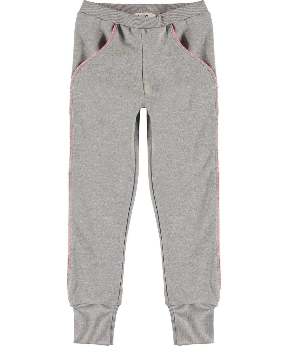 Anja - Grey Melange - Grijze broek met rib