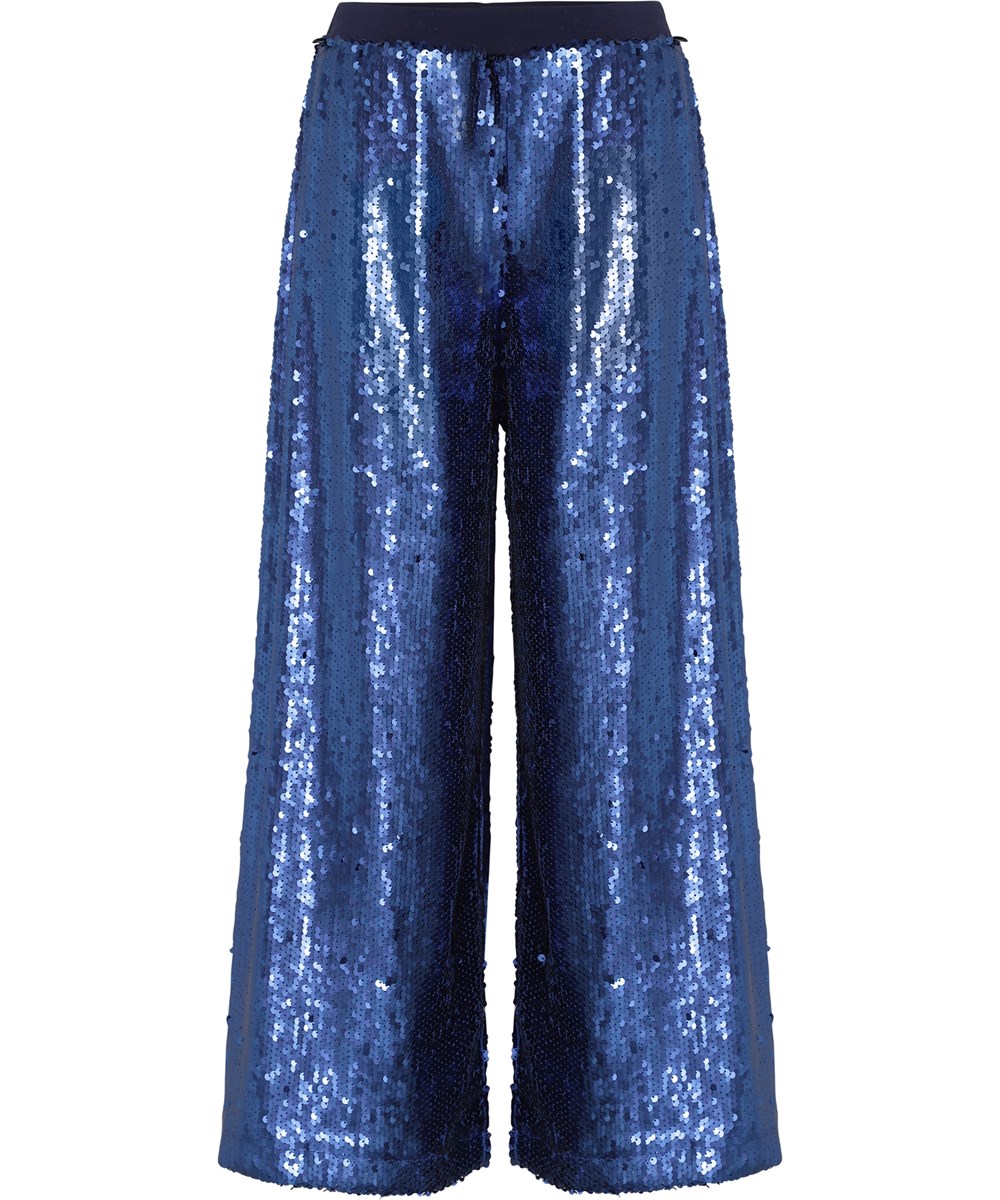 Annette - Blue Waves - Blauwe pailletten broek