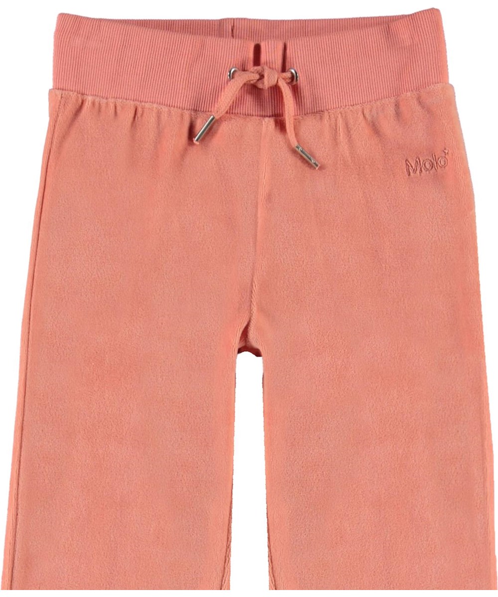 Annie - Burnt Coral - Koraalkleurige fluwelen joggingbroek
