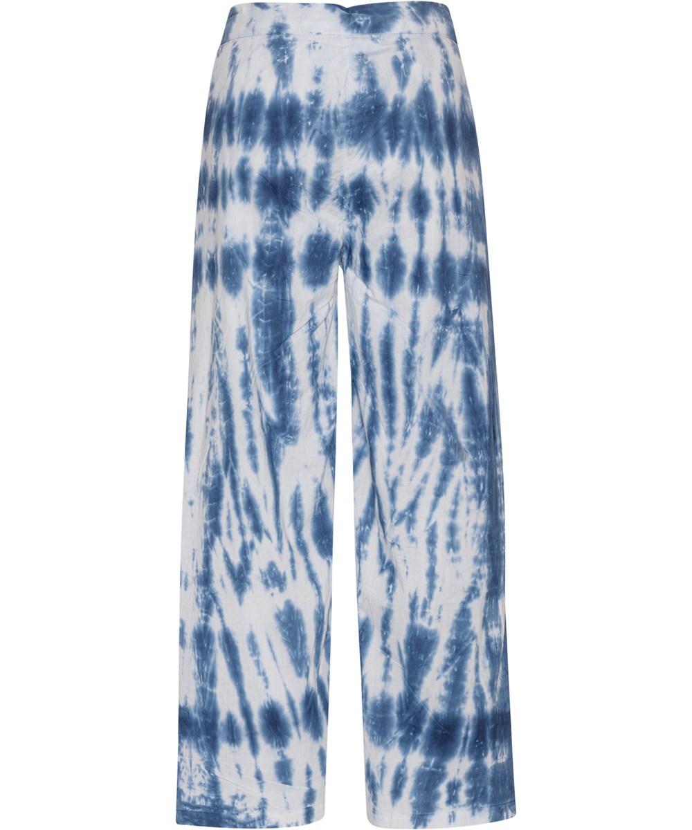 Aretha - Tie Dye Vertical - Biologische wikkelbroek in blauwe tie-dye print
