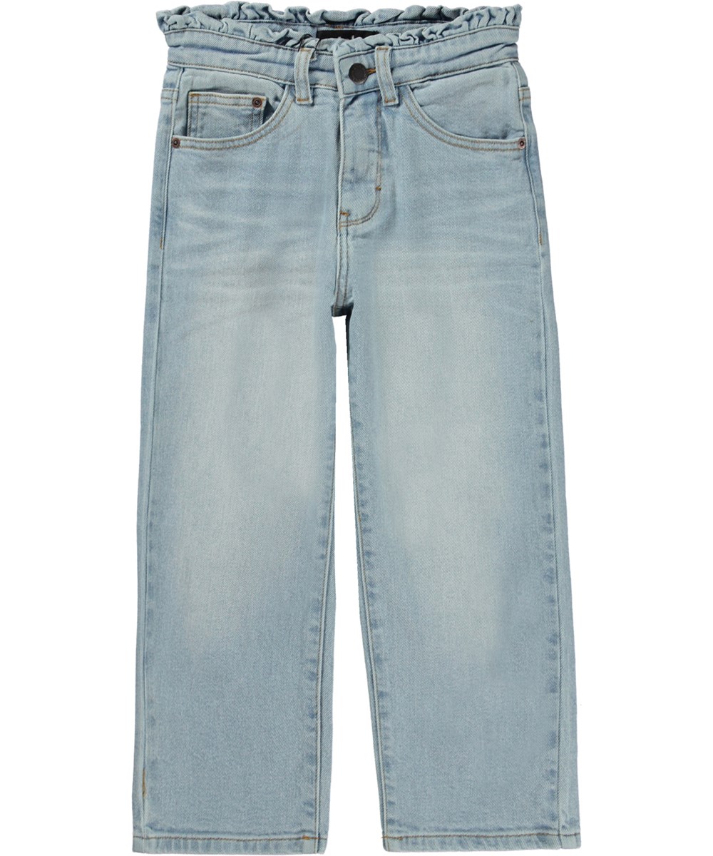 Astrid - Light Vintage - Lichtblauwe jeans met ruches rond de taille