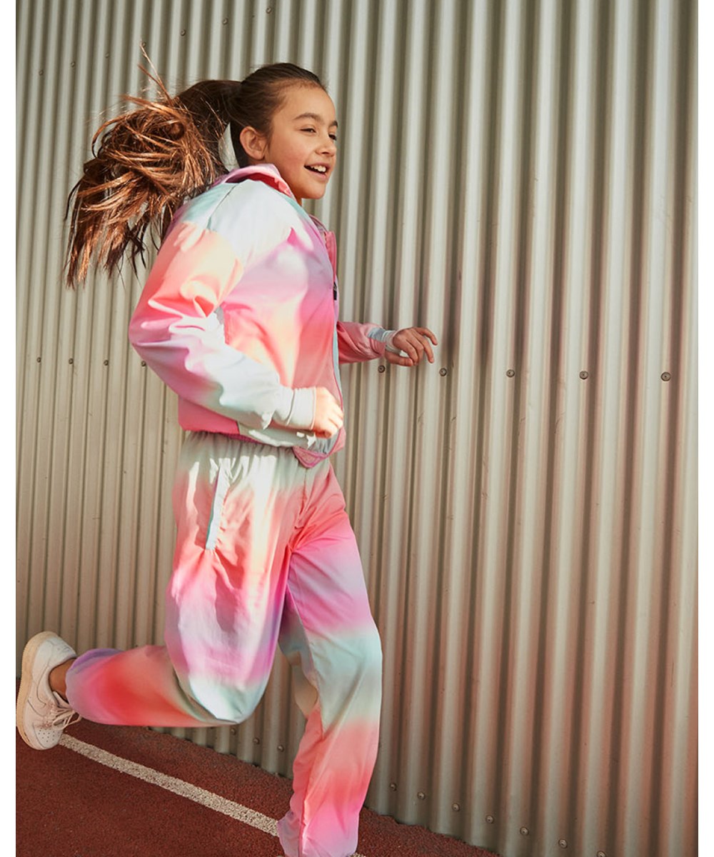 Oleen - Misty Stripe - Trackpants with pastel coloured rainbow print