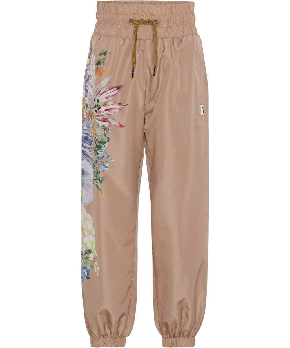 Oleen - Vertical Botanic - Lichtroze trainingsbroek met hoge taille en bloemenprint