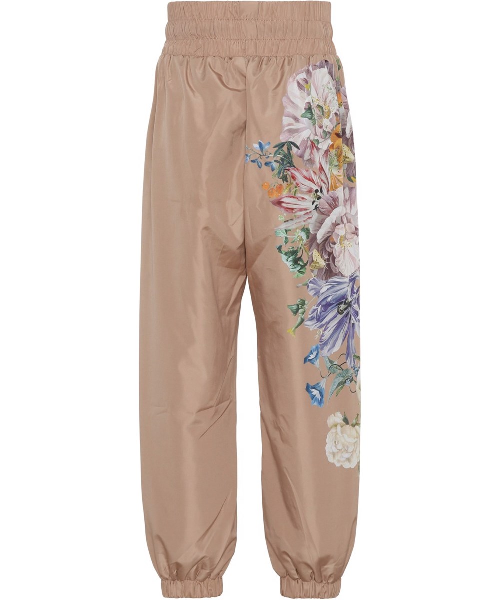 Oleen - Vertical Botanic - Lichtroze trainingsbroek met hoge taille en bloemenprint