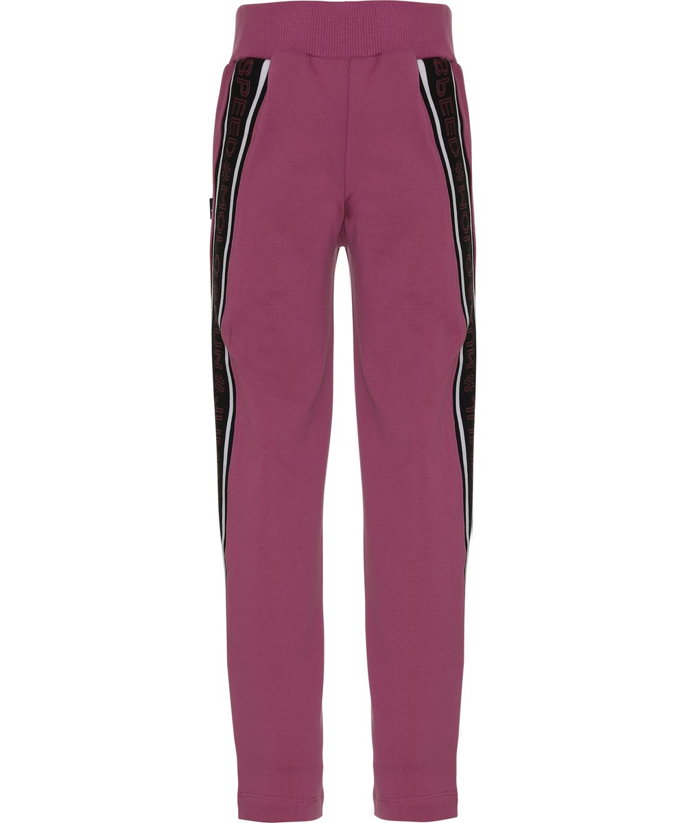 Ozella - Red Violet - Lichtpaarse joggingbroek met tekst