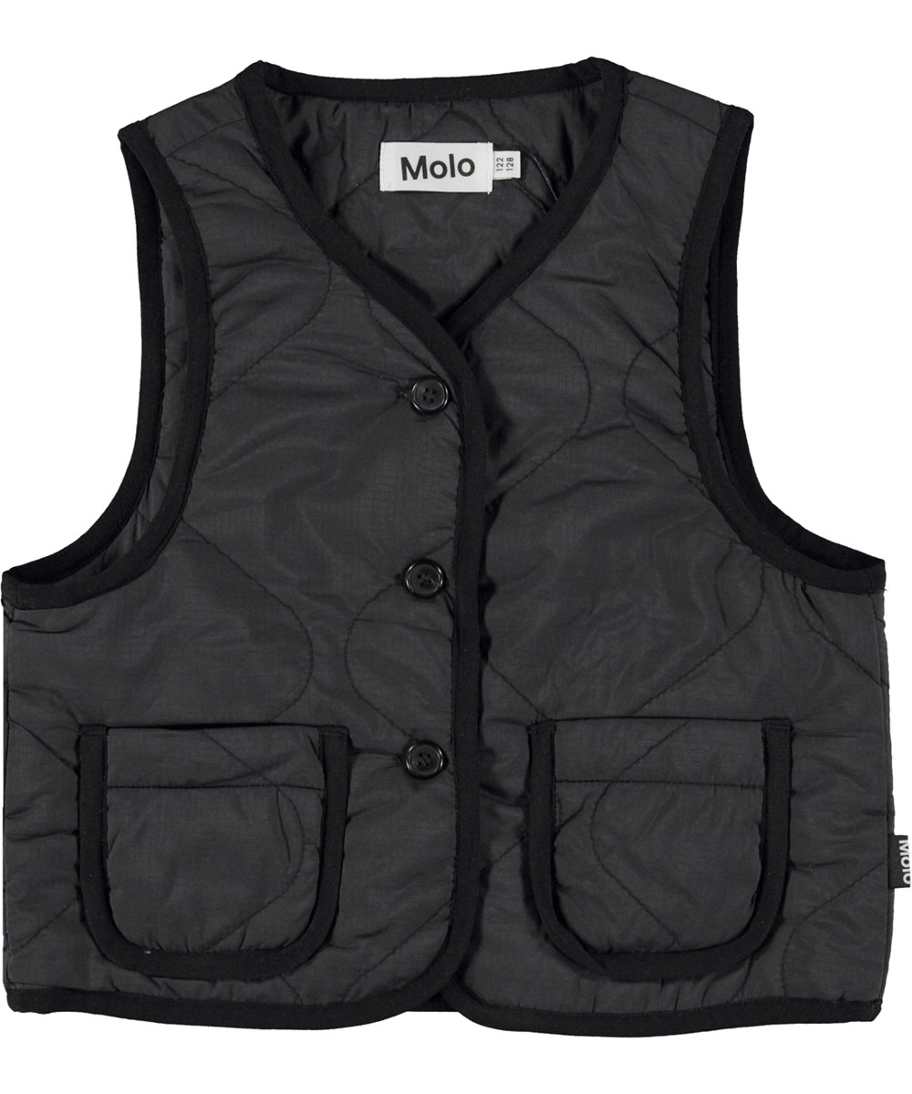 Harriet - Black - Zwarte gewatteerde gilet