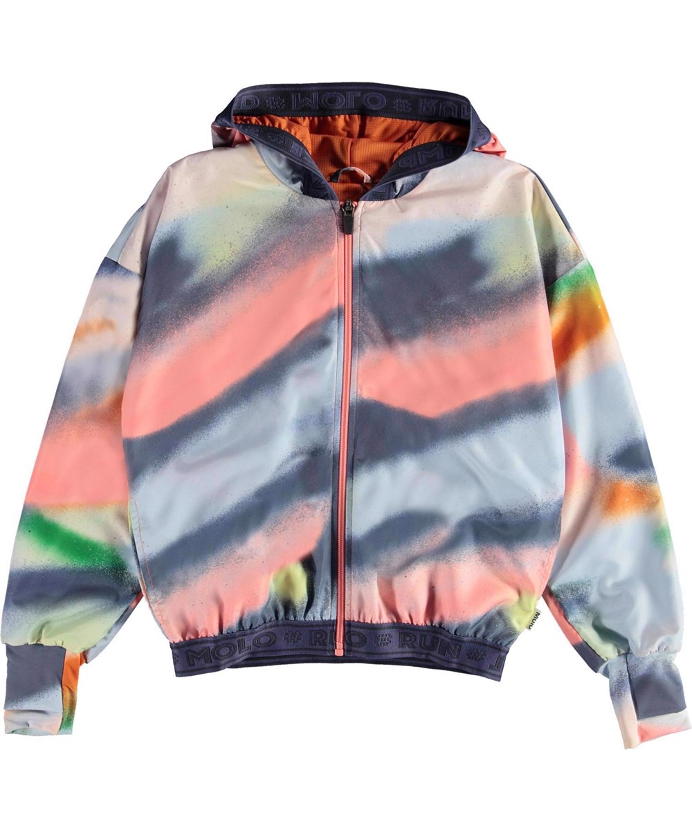 Ophelia - Faded Spray - Veelkleurige sportjas met capuchon en spuitbus print