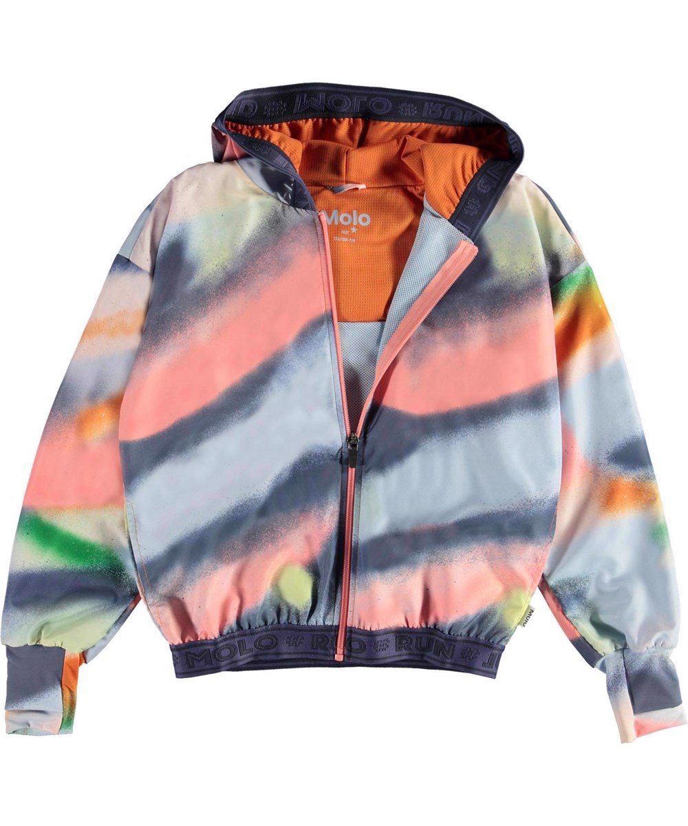 Ophelia - Faded Spray - Veelkleurige sportjas met capuchon en spuitbus print