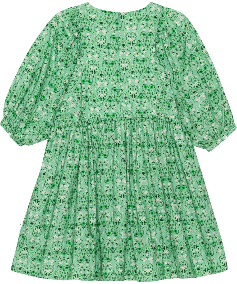 Caio - Notes Of Green - Ruimvallende jurk van biologisch katoen met bloemenprint