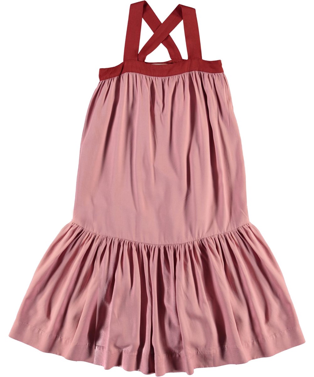 Calipsa - Rosequartz - Roze jurk met rode bandjes