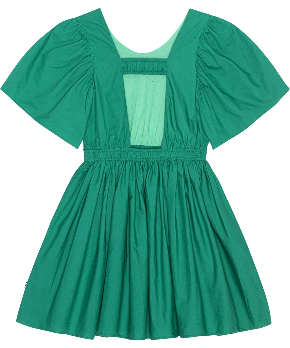 Cally - Tennis Green - Groene jurk van biologisch katoen met open rug