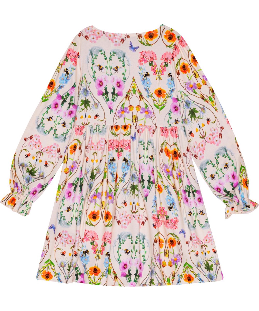 Camie - Seashell Love - Gebroken witte jurk van biologisch katoen met bloemenprint