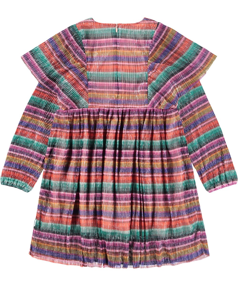 Carina - Jewellery Stripe - Kleurrijke geplooide kinderjurk met glitter.