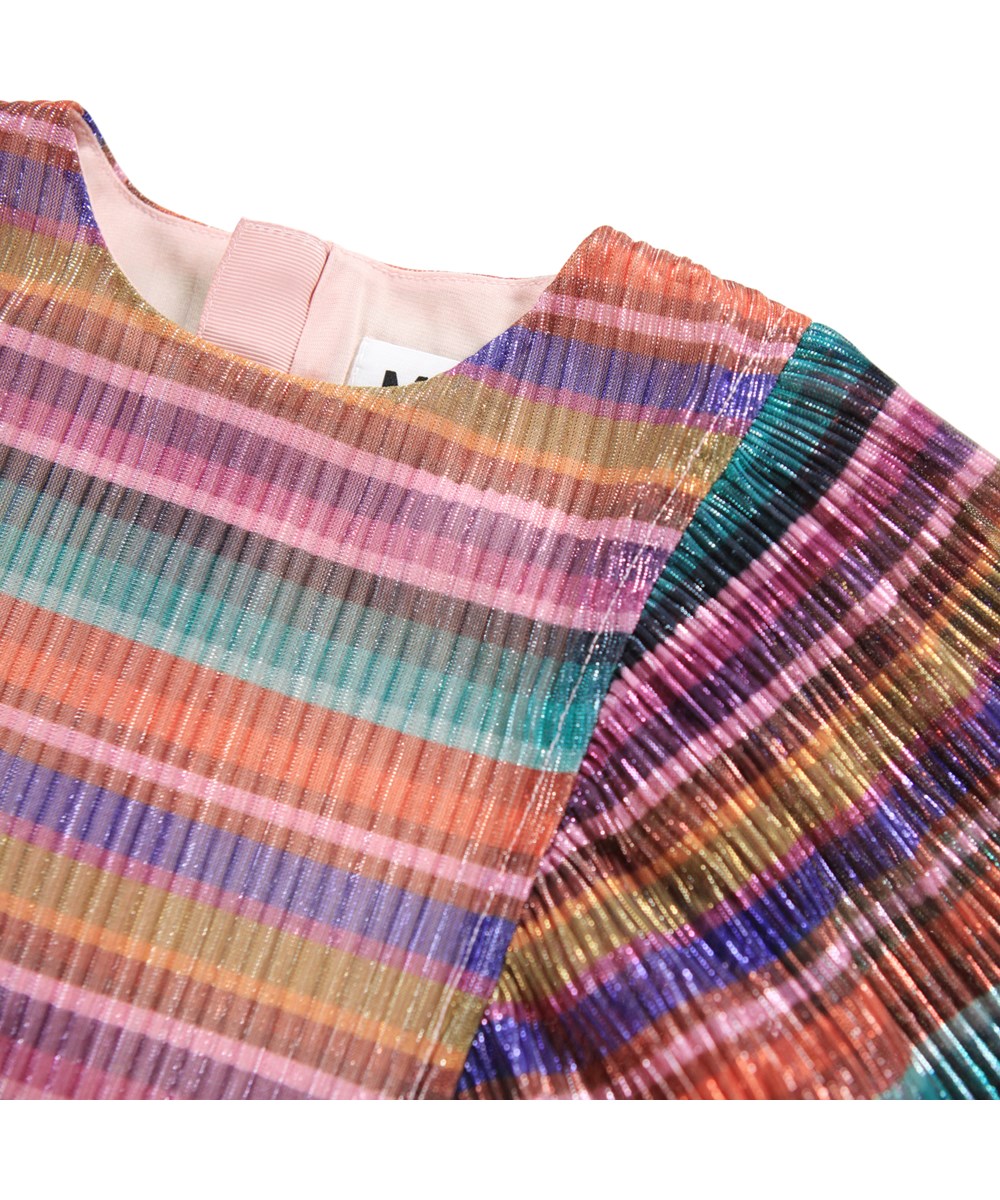 Carina - Jewellery Stripe - Kleurrijke geplooide kinderjurk met glitter.