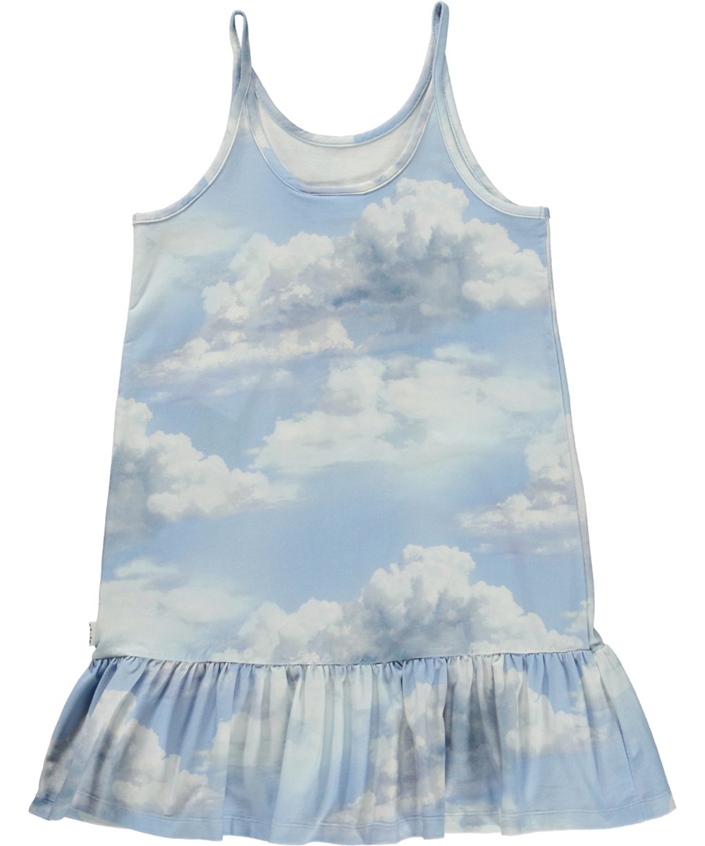 Carrie - Butterfly Horse - Lichtblauwe jurk in biologische jersey met paardenprint
