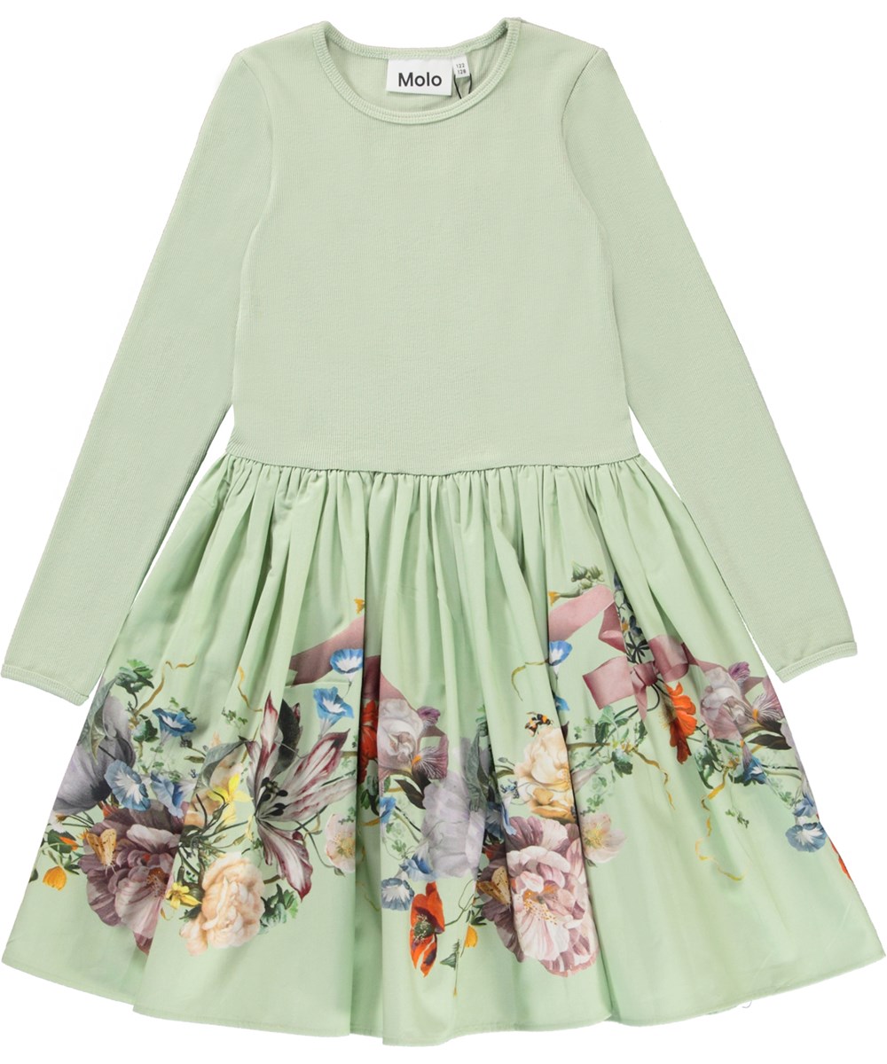 Casie - Garland - Mintgroene jurk met bloemenprint