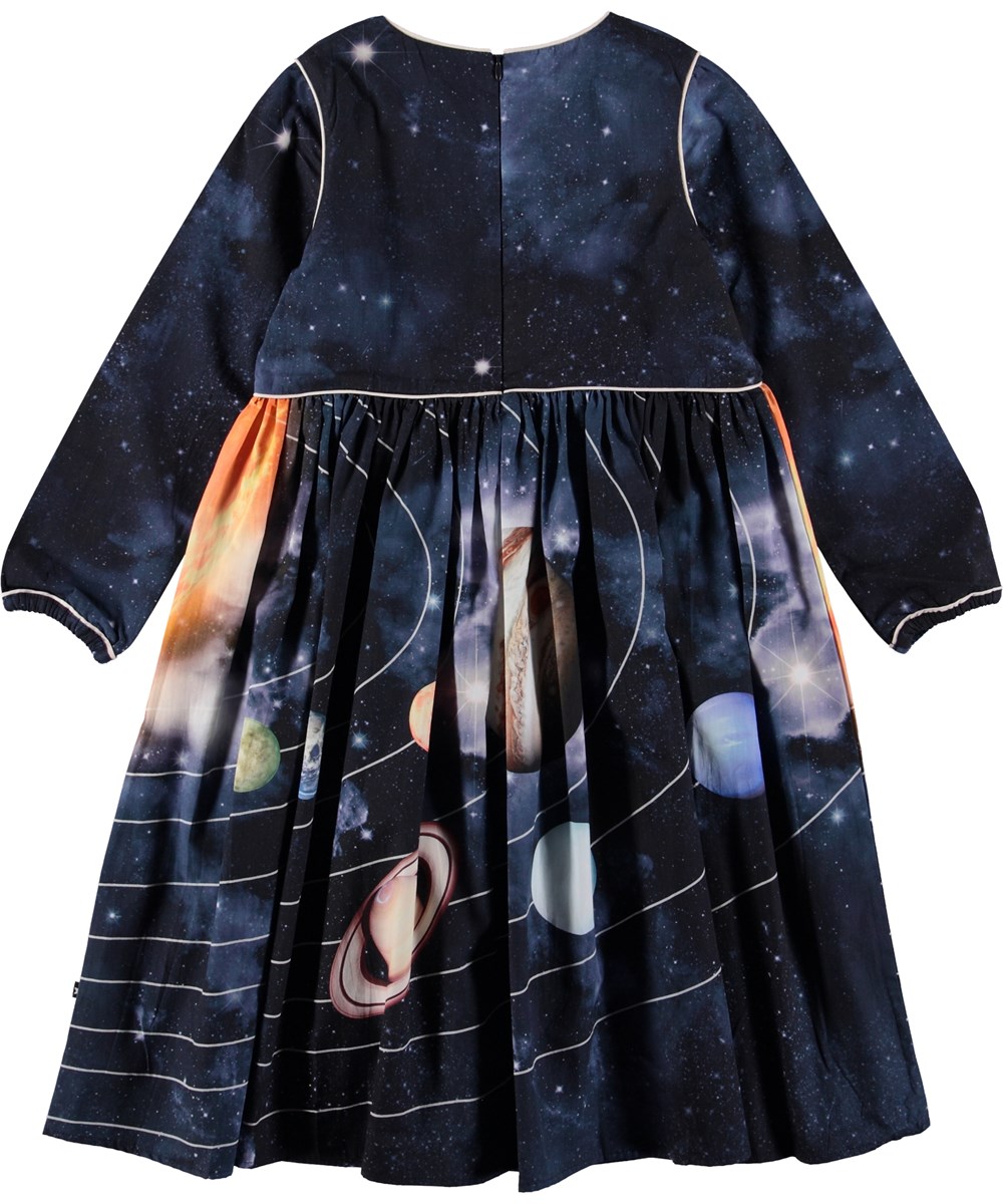 Cassiopeia - Solar System - Donkerblauwe jurk met planeten.