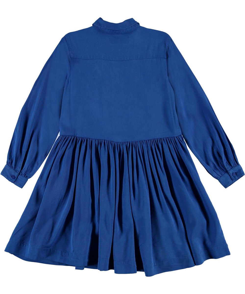 Caya - Reef Blue - Blauwe overhemdjurk met lange mouwen
