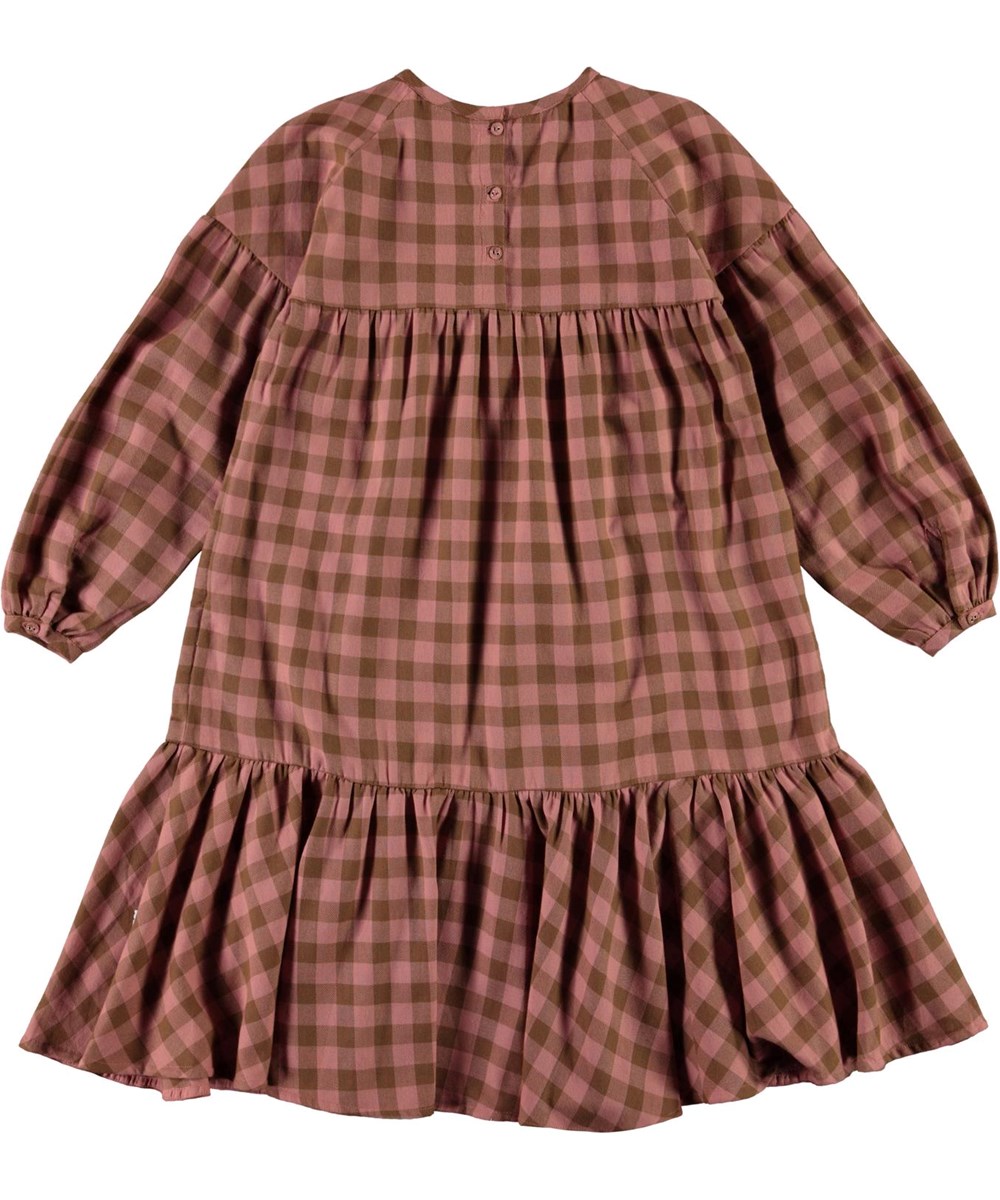 Cecily - Autumn Check - Bruin en roze geblokte jurk