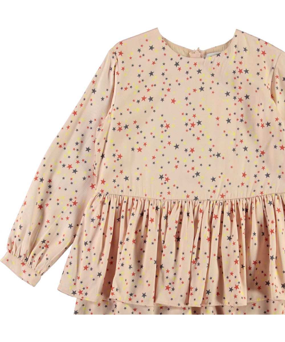 Charella - Starry Rose - Roze biologische jurk met sterrenprint