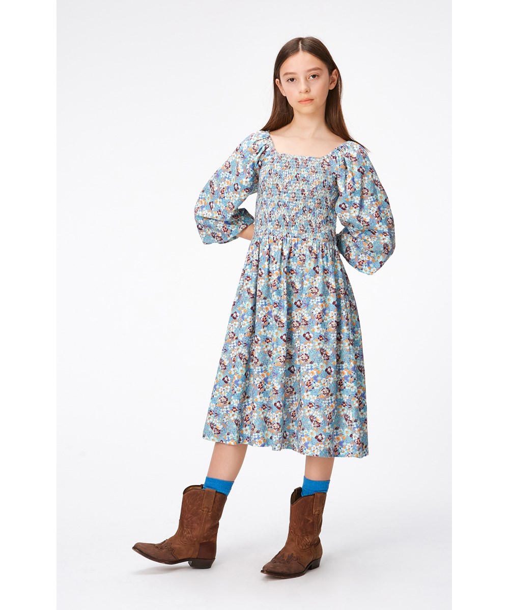 Cherisa - Spring Bloom Mini - Lichtblauwe jurk met bloemenprint