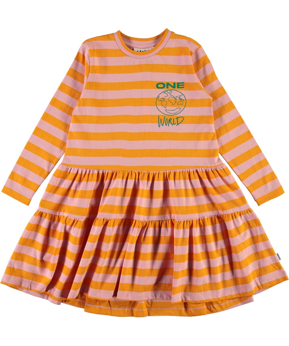 Chia - Citrus Stripe - Roze en oranje biologische jurk